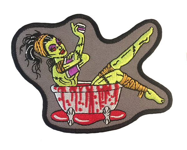 Bloodbath Zombie Girl Embroidered Iron On Patch